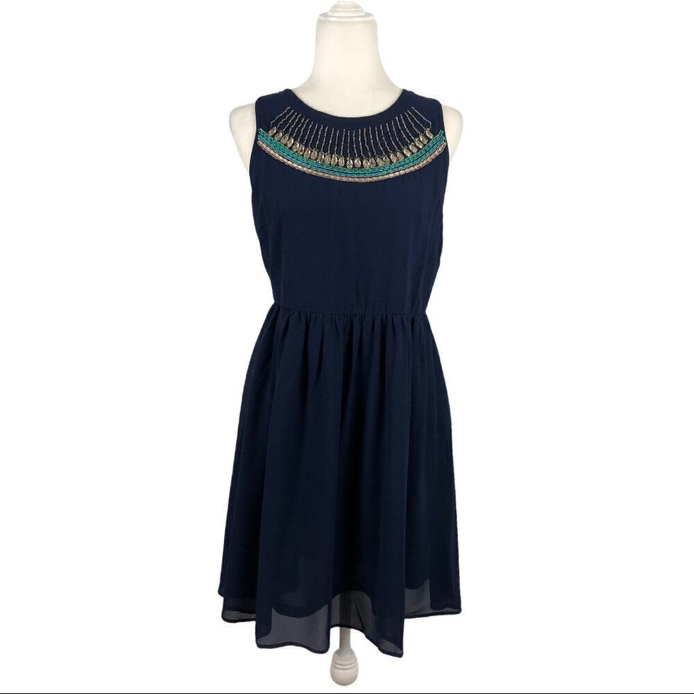 Papermoon Navy beaded Boho dress size M
